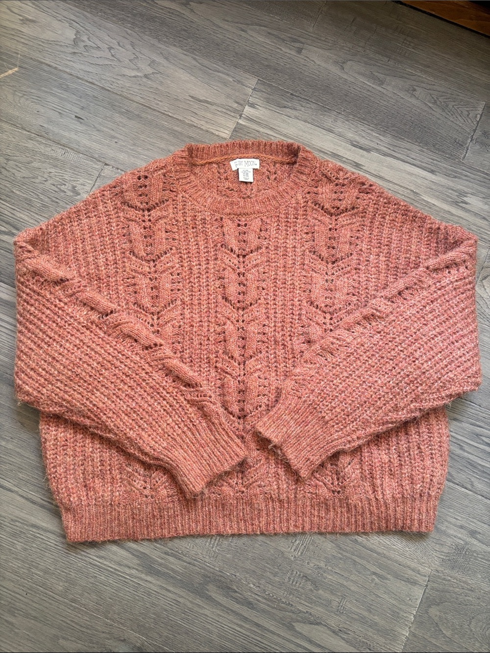 Ruby Moon | Burnt Orange Textured Oversized Knit Crewneck Sweater Size XXL